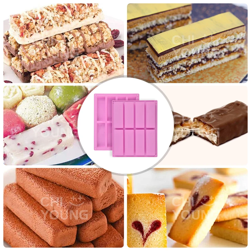 

8 Cavity Silicone Protein Bars Mold Rectangle Granola Bar Silicon Soap Mould Resin Keychain Mold Mooncake Mold Baking Tools