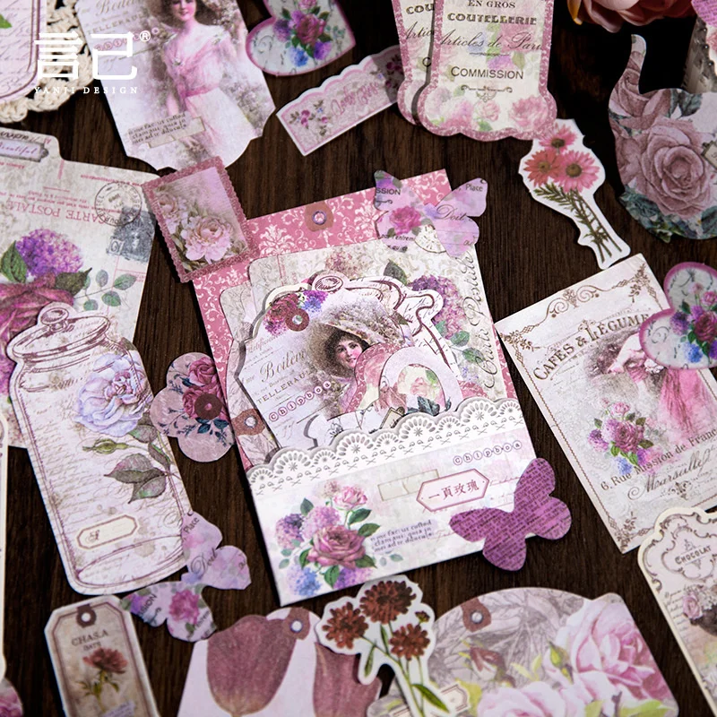 

40pcs/lot Memo Pads Material Paper Flower Butterfly Dance Junk Journal Paper diary Scrapbooking Cards Background Decoration