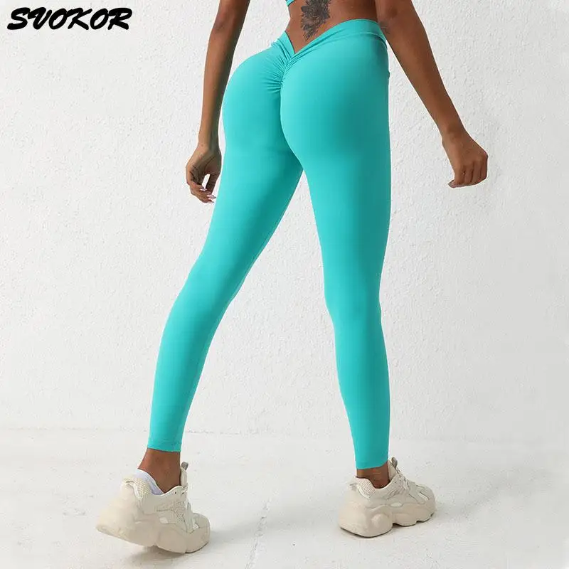 

SVOKOR V Back Yoga Pants for Women Sexy Butt Lift Scrunch Workout Leggings Elastic Gym Slim Sports Tights Fitness Sportswear