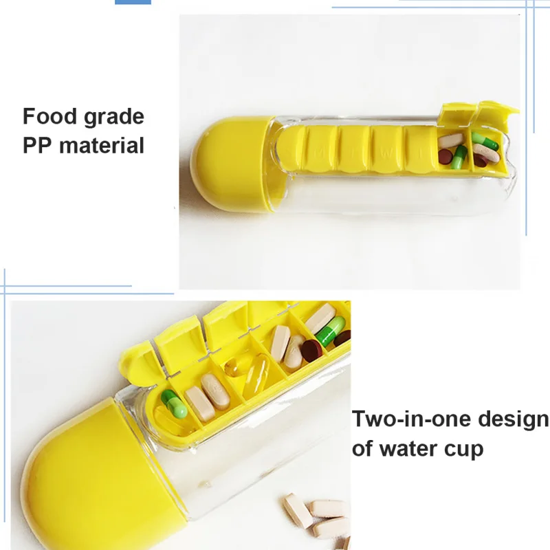 600 мл бутылка для воды с таблетками пластиковая напитков коробкой лекарств