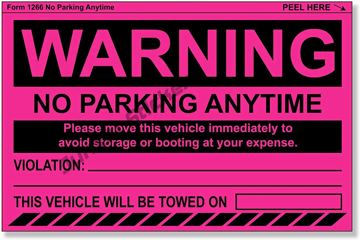 

No Parking Violation Stickers Hard To Remove (Pink) Towing Tags for Illegally Parked Vehicles In Your Lot - Super Sticky Sticker
