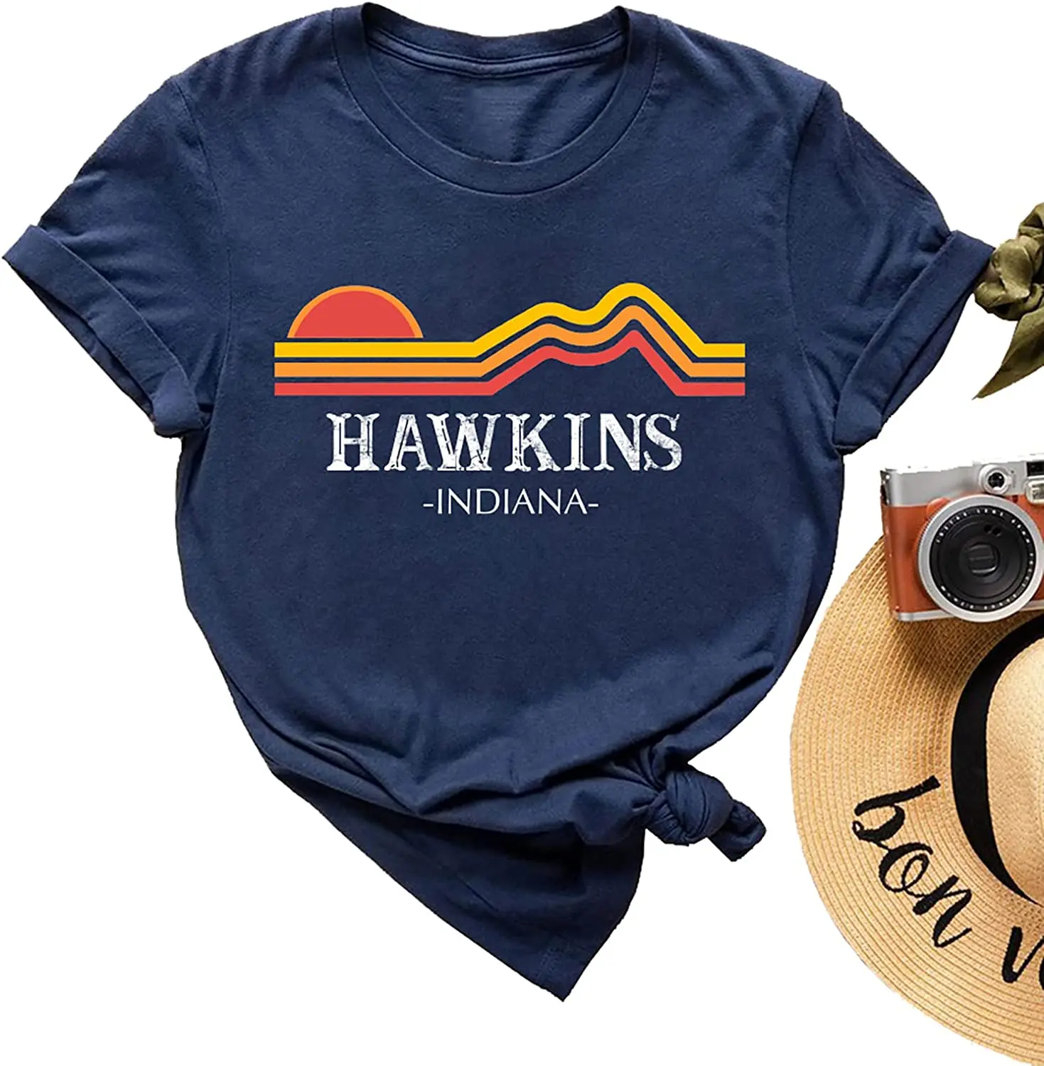 

Женская Винтажная футболка с коротким рукавом и графическим принтом