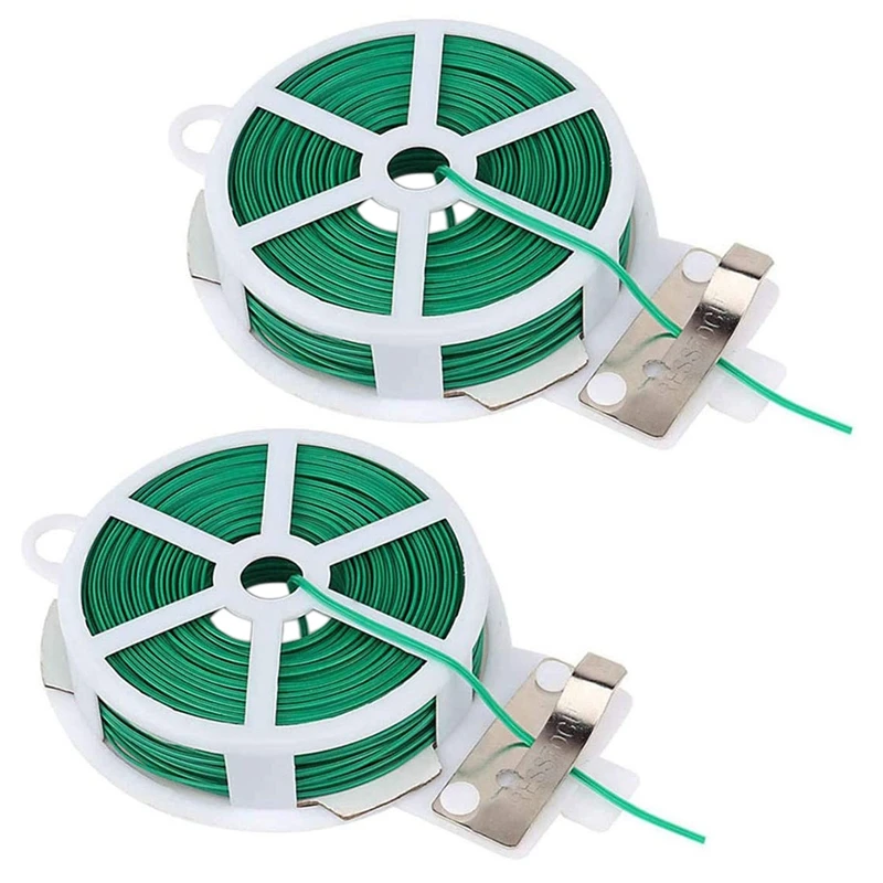 2X Gardening Twisted Wire With Gardening Twisted Green Wire, Home Use, Office (20M, Green)