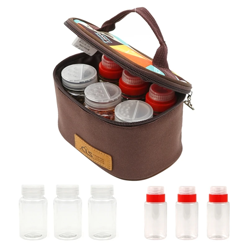 

Portable Spice Shaker Seasoning Dispenser, 6Pcs Set with Rotating Lids & Travel Bag, Spice Jar, Salt and Pepper Shakers