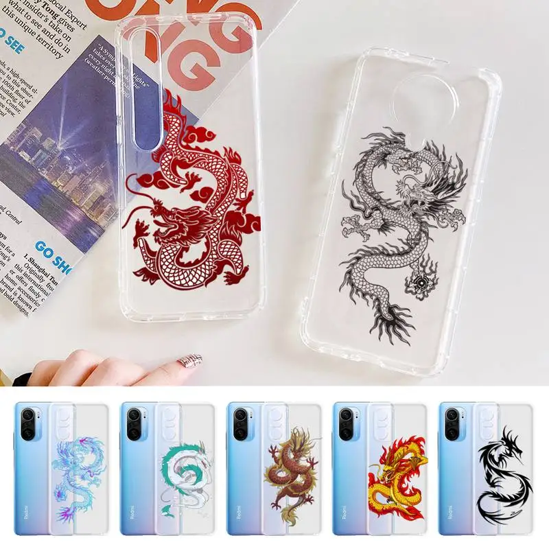

YNDFCNB Chinese Dragon Phone Case for Samsung A51 A52 A71 A12 for Redmi 7 9 9A for Huawei Honor8X 10i Clear Case