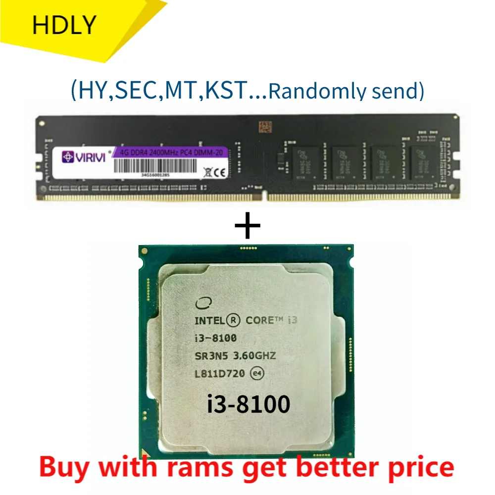 

DDR4 4G 2400Mhz with i3-8100 3.6GHz Quad-Core Quad-Thread CPU Processor 6M 65W LGA 1151 tested 100% working i3 8100