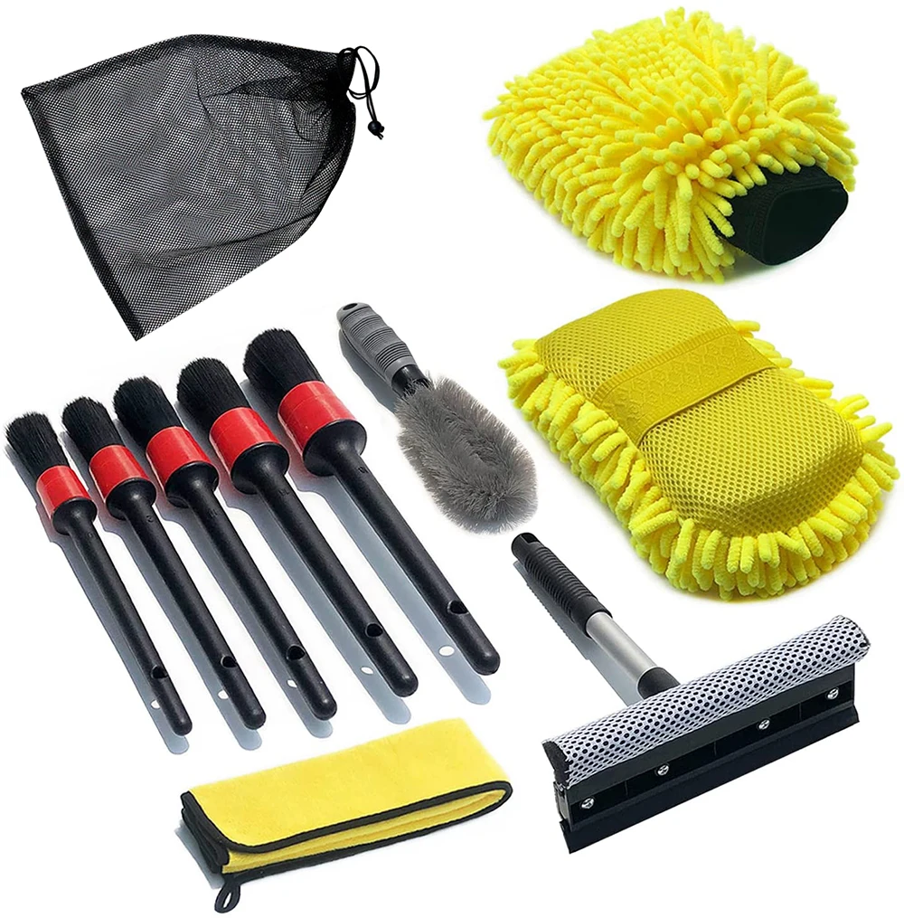 

Car Wash Cleaning Tool Kit Dual-Use Glass Wiper Mop Tire Brush Car Towel