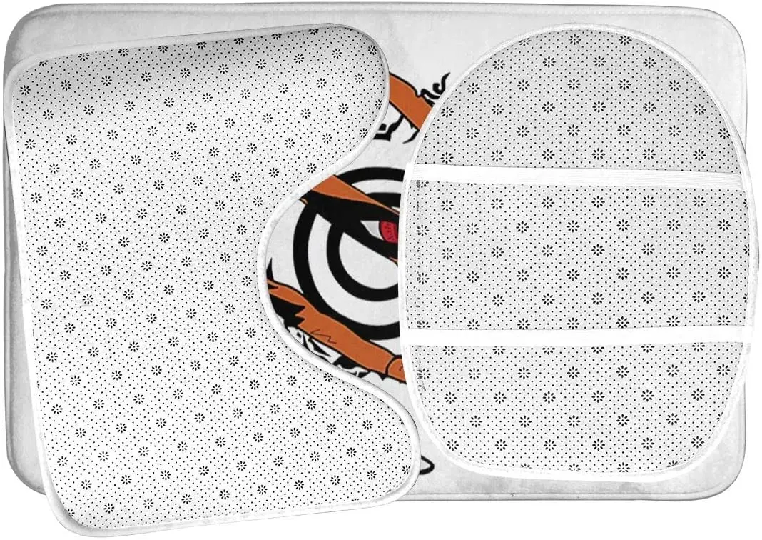 

Funny Na-Ruto Kurama 3 Piece Set Bath Mat Set, non-Slip Bathroom Mats Set/Bathroom Rugs/Contour Mat/Toilet Cover
