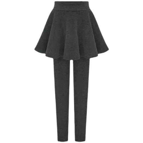 Anbenser Women Winter Leggings High Waist Slim Elastic Fake Two Pieces Skirt Legging Thicken Plus Velvet Warm Leggins Female