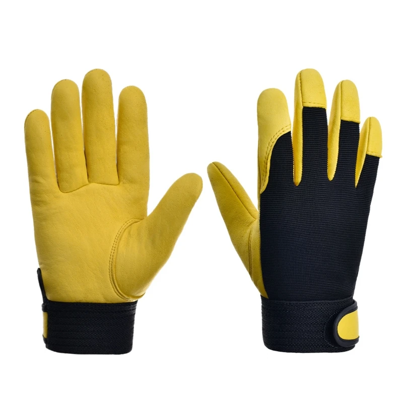 

Portable Utility Work Gloves for Men Women Gardening Gloves Imitation Sheepskin Dexterity Breathable Design Yellow Black