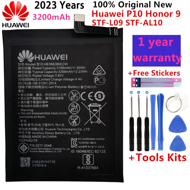 

Hua Wei Replacement Phone Battery HB386280ECW 3100mAh For Huawei honor 9 Ascend P10 High Quality Batteries Retail Package +Tools