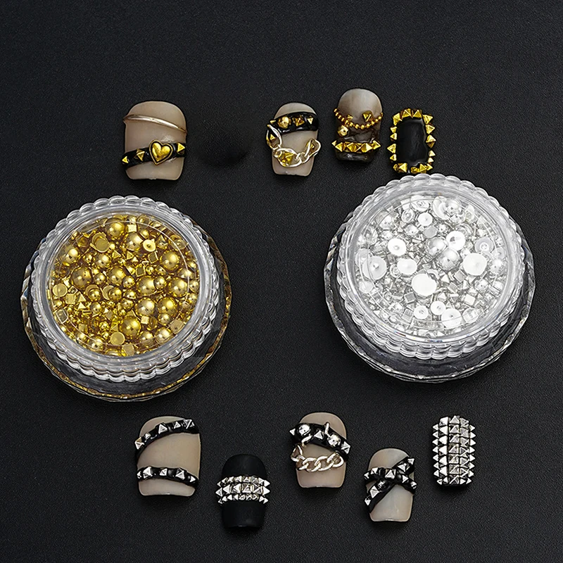 1 бутылка Металлических Заклепок для ногтей украшения дизайна с плоским дном в