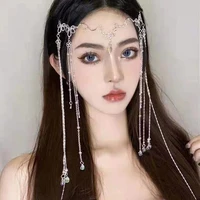 water drop fringe forehead eyebrow pendant long tassel crystal tiara rhinestone hairwear headpieces wedding hair accessories