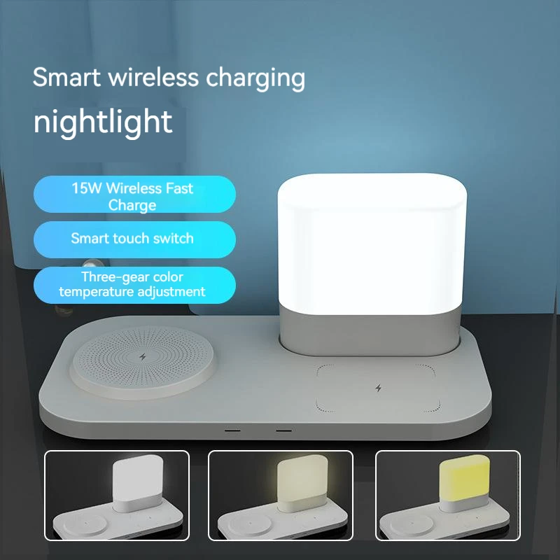 

Mobile Phone Earphone Watch Electric Night Light 4-in-1 Smart Wireless Charger