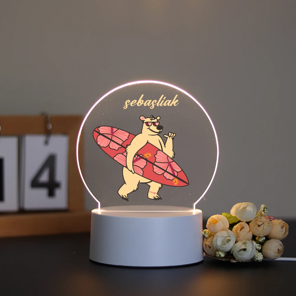 Персонализированная Красивая 3d-лампа в виде медведя домашнее освещение подарки
