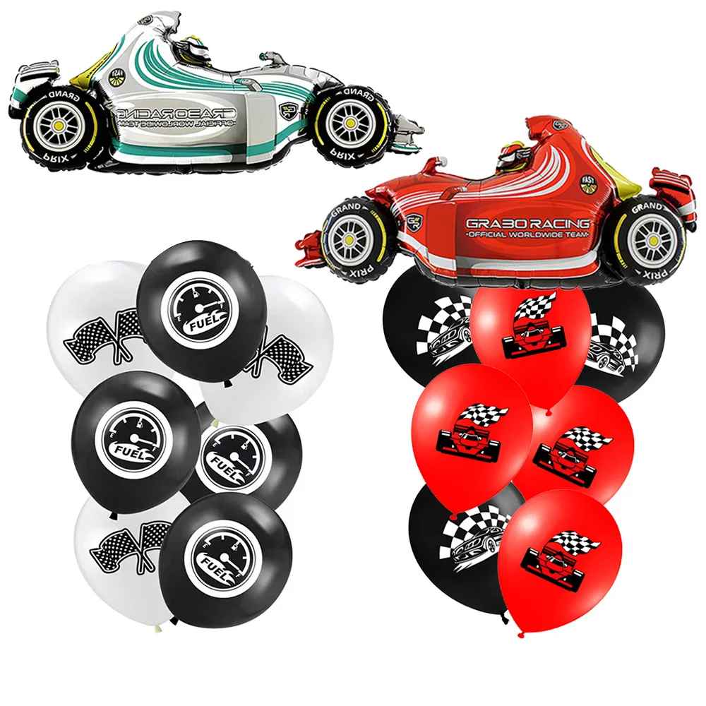 

2 Models of 12 Race Car Combination Balloons for Children's Birthday Decoration of Racing Theme Cute Baby Shower Party