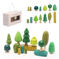 1set baby wooden stacking toy natural simulation tree building block toy for children montessori game baby room decoration gifts