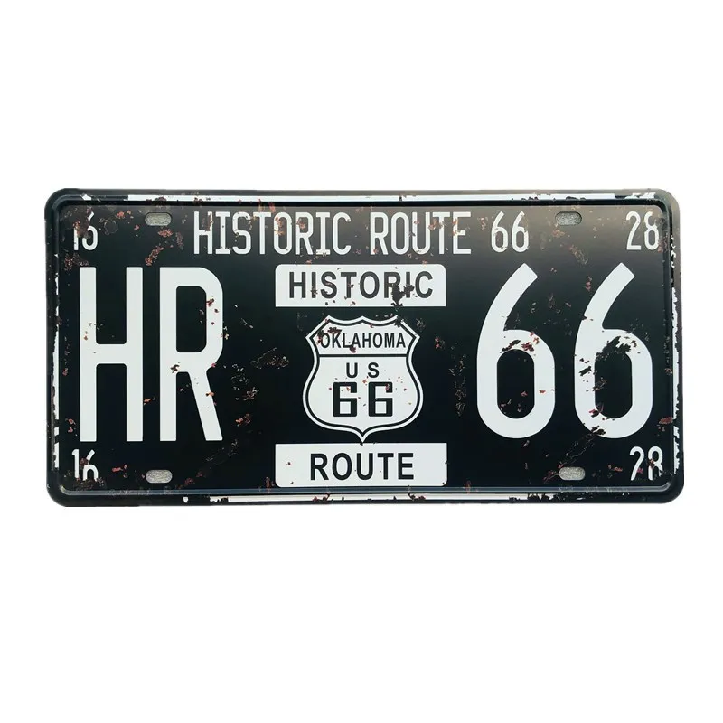 

Route 66 Car License Plate Metal Plate Car Number Metal Tin Signs Bar Pub Cafe Home Wall Decor