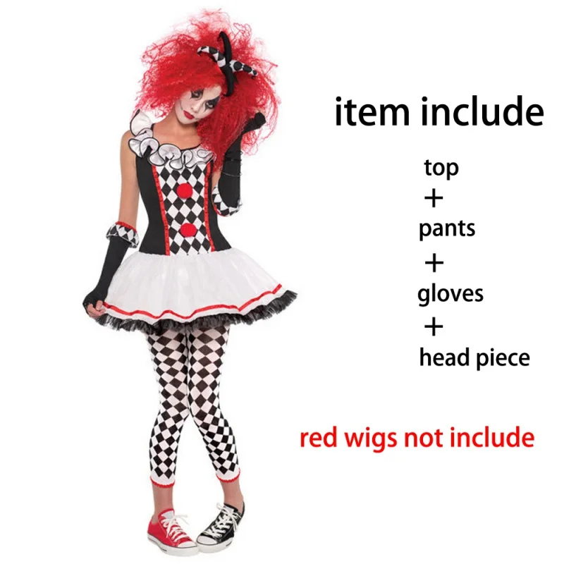 Женский костюм клоуна Харли Квинн монстра на Хэллоуин Джокер искусственное