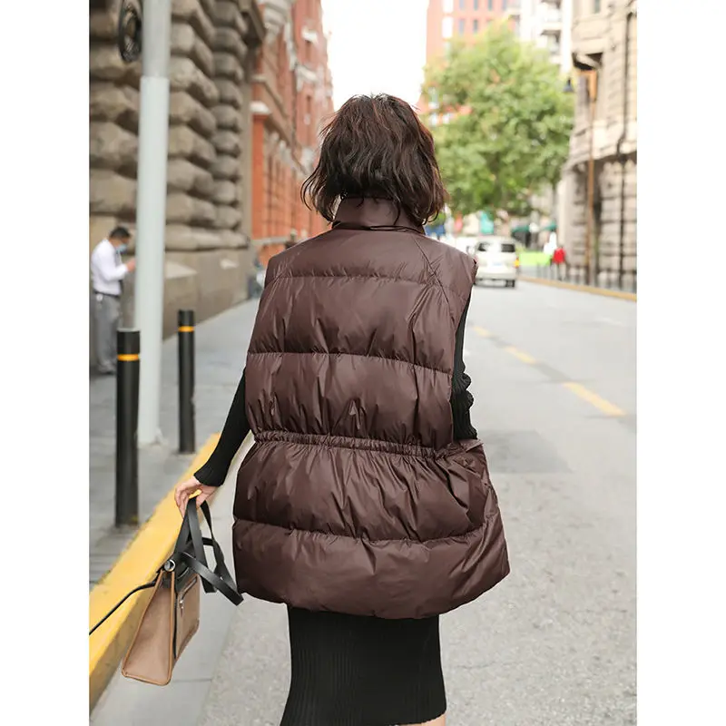 Warm Fashion Down Cotton Women Vest Jacket Jacket Autumn Winter Pocket Casual Ladies Sleeveless Jacket Pie Overcome