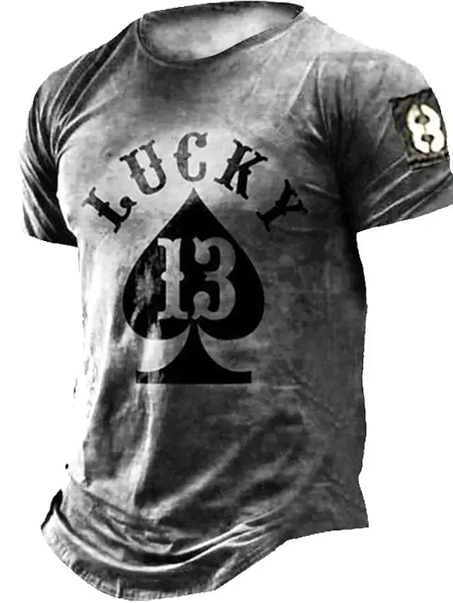 

Футболка мужская с круглым вырезом, Уличная Повседневная рубашка с короткими рукавами, 3D-принтом покерных букв, уличная одежда, унисекс