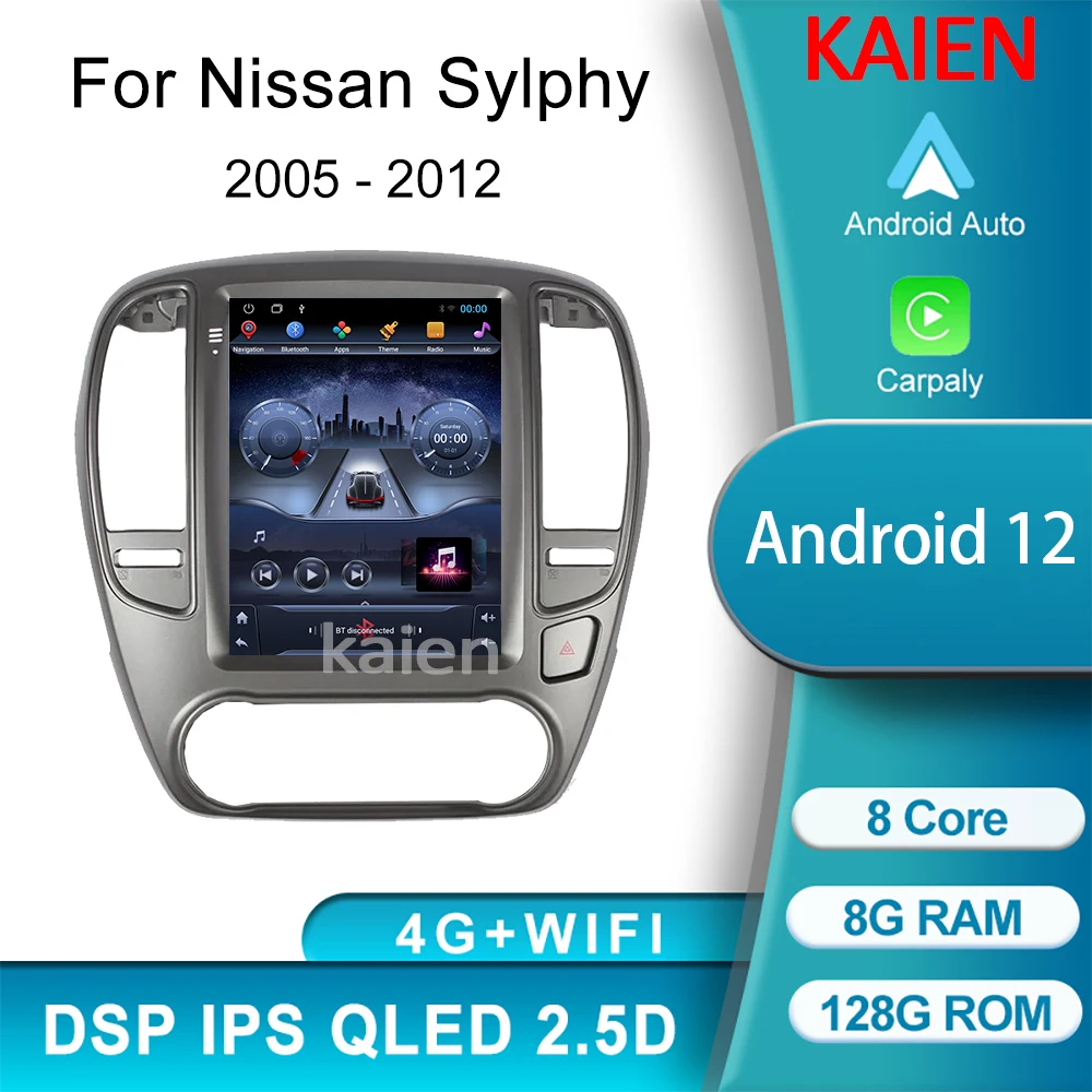 

Автомагнитола KAIEN для Nissan Sylphy 2005-2012, Android, GPS-навигация, автомобильное радио, DVD, мультимедийный видеоплеер, стерео Carplay, 4G, DSP, Wi-Fi