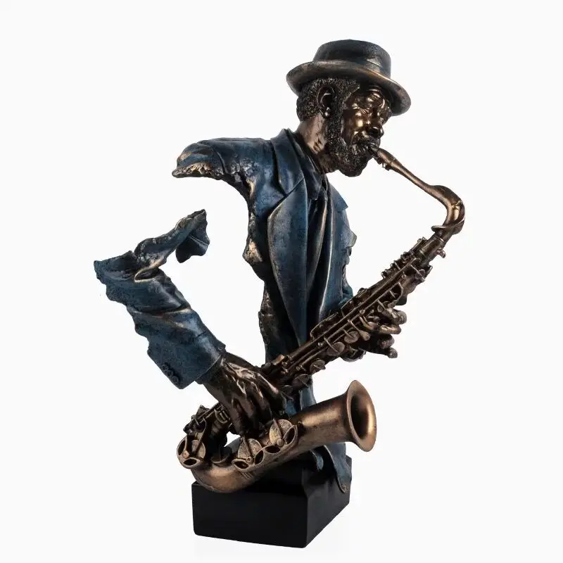 

Band Sculpture Ornament Abstract Music Figure Statue Resin Cold Cast Copper Artwork Musician Figurine Retro Home Decoration