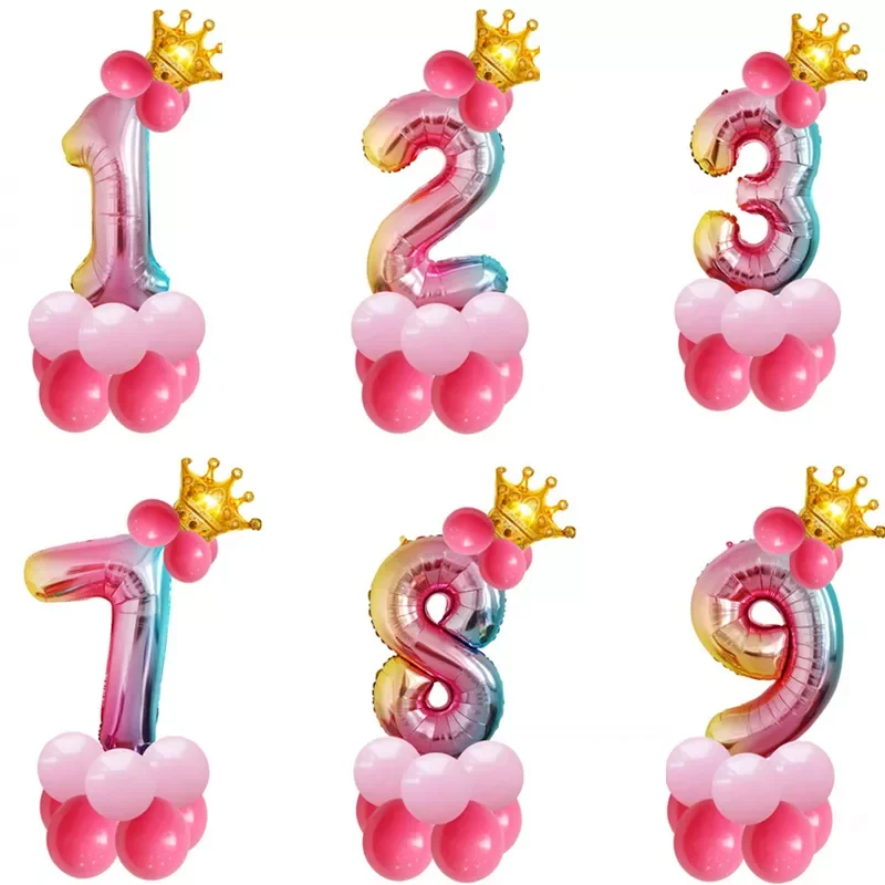 

1set Rainbow Unicorn 32inch Foil Number Balloons Kids Birthday Party Decoration Helium Number Balloon Event Baby Shower Decor