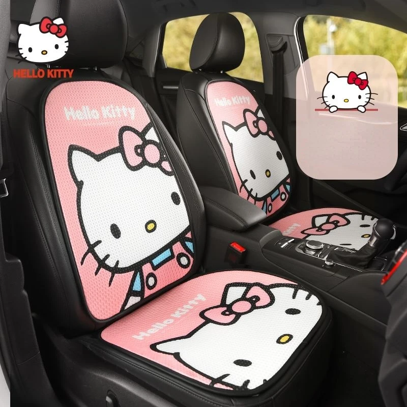 

Anime Peripheral Hello Kitty Car Cushion Four Seasons Universal Cartoon Cute Summer Ice Silk Cool Pad Single Piece Car Mats