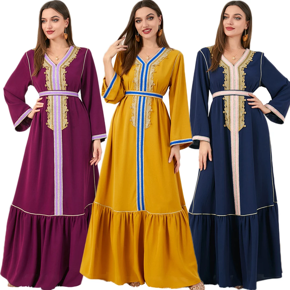 

Kaftan Moroccan Woman Jalabiya Dubai Saudi Jilbab Islamic Clothes Long Arabic Dress Muslim Abaya Eid Caftan Gown Turkey Ramadan