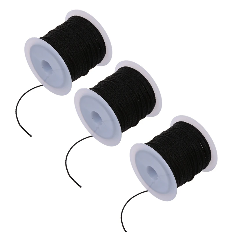 

3X Roll Black Waxed Cotton Necklace Beads Cord String 1Mm HOT