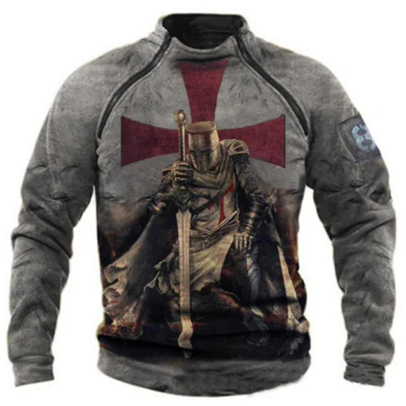 Толстовка мужская с длинным рукавом уличная одежда в стиле ретро принтом