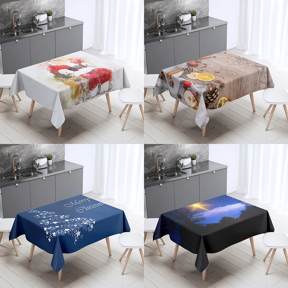 

Christmas themed printed tablecloth for home decoration rectangular gathering tablecloth anti fouling tablecloth dust cover