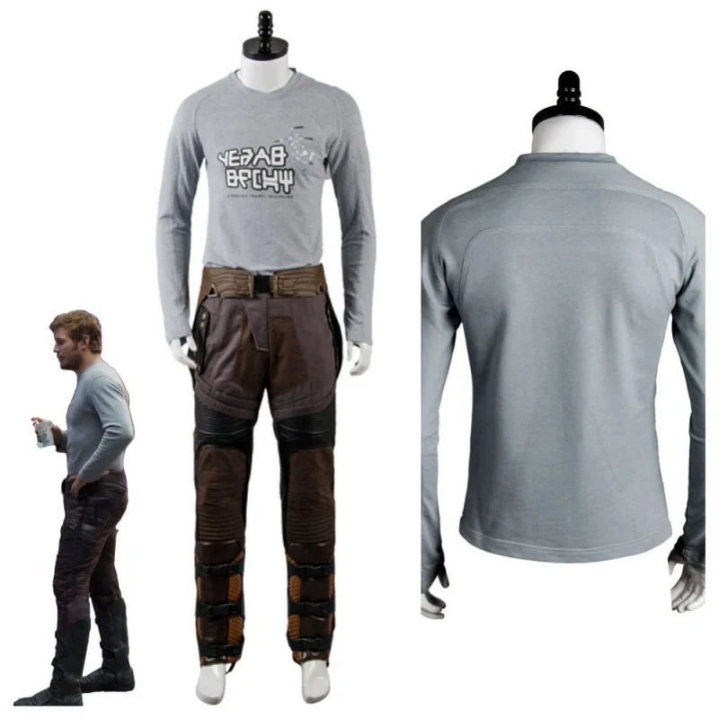 

Guardians 2 Peter Jason Quill Cosplay Costume Star Lord T-shirts Pants Man Long Sleeve Tee Halloween