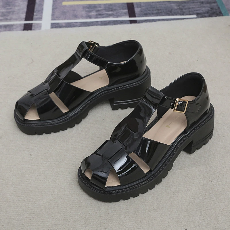 

Сандалии женские с ремешком и пряжкой, ажурные босоножки на платформе, повседневная обувь для отдыха на открытом воздухе, Нескользящие, лет...