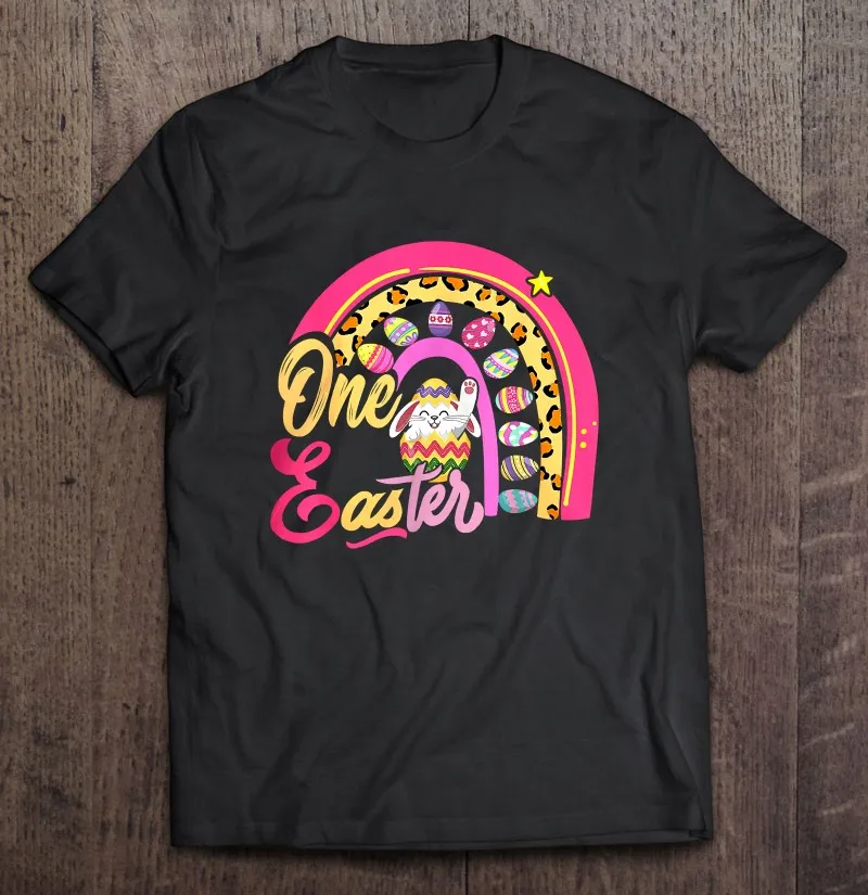 

Футболка оверсайз с изображением кролика, радужной девушки и леопарда на День Пасхи, Мужская футболка, мужские футболки