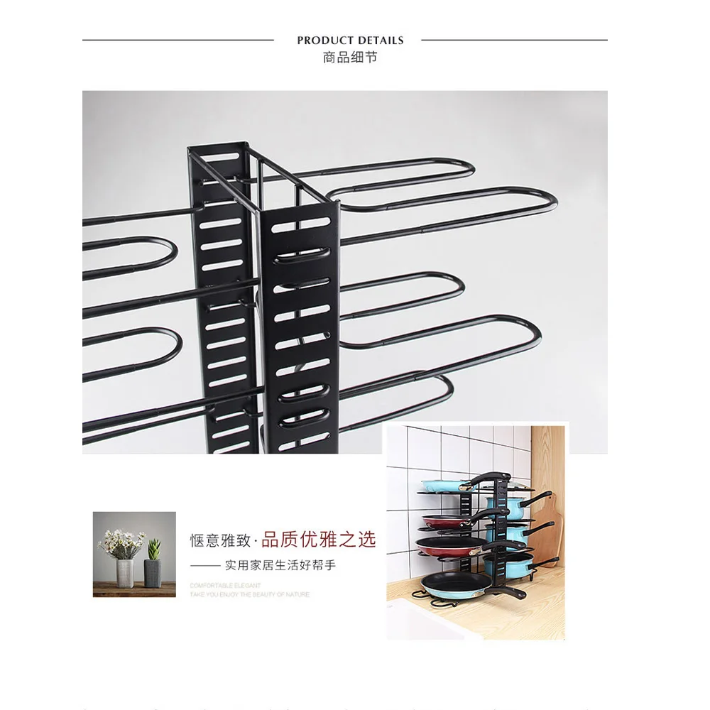 pot rack organizer 5 layer pots and pans organizer adjustable pot lid holders pan rack for kitchen counter and cabinet free global shipping