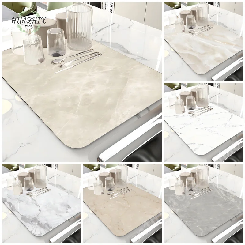 

Marble Patterned Kitchen Waterproof Mat Drain Pads for Coffee Machine Placemat Super Absorbent Anti-Slip Anti-Bacteria Decor