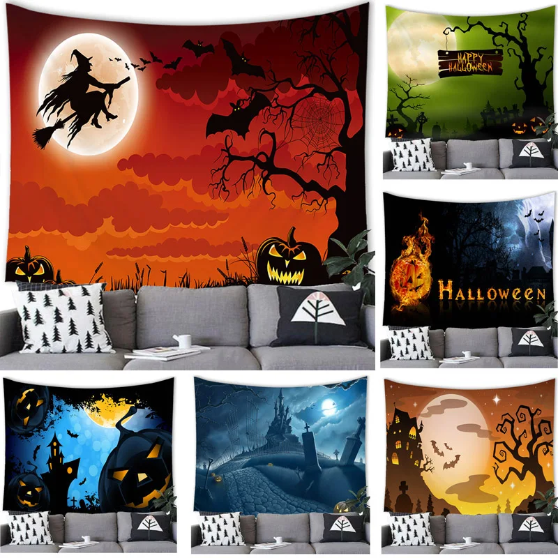 

Halloween Decor Tapestry Wall Hanging Halloween Demon Pumpkin Bat Tapestry Wall Hanging Home Decoration Background Wall Decor