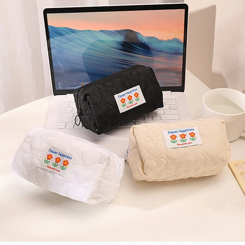 

Pen Case Portable Stationery Case INS Large Capacity Student Kawaii Makeup Stationery Cute School Supplies Fabric Pencil Bag