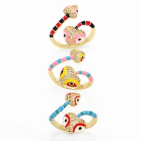 wangaiyao new fashion personality color enamel dripping oil ring boho snake ring ins love snake open ring female