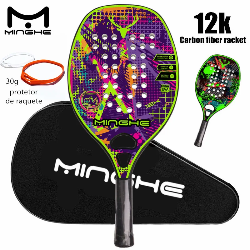 MINGHE 12K пляжная ракетка из углеродного волокна с матовым материалом EVA эластичный