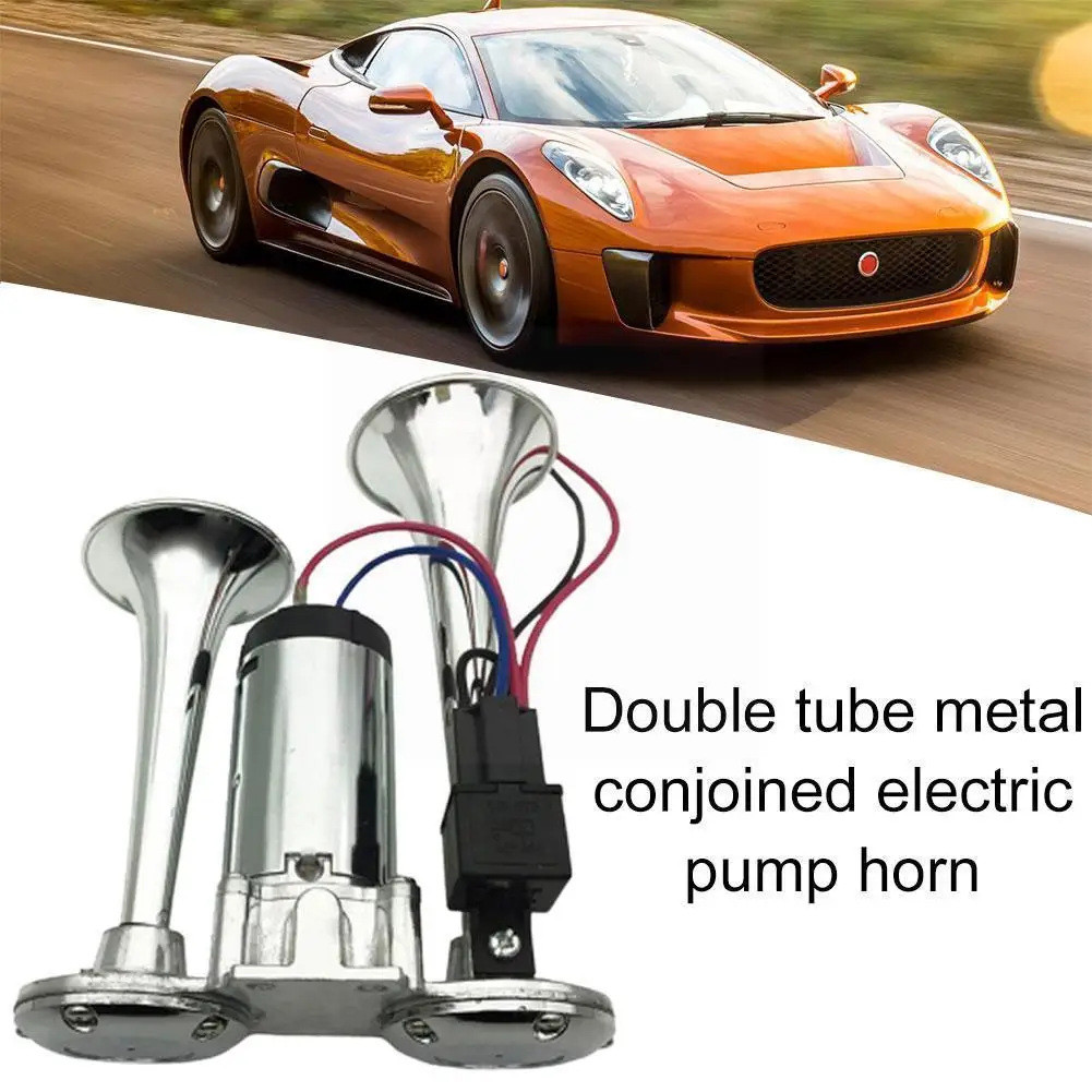 

Двухтрубный металлический автомобильный гудок 300 дБ, громкий двойной Гудок, комплект гудок 12 В, система поезда, грузовика, автомобиля, Rv, эле...