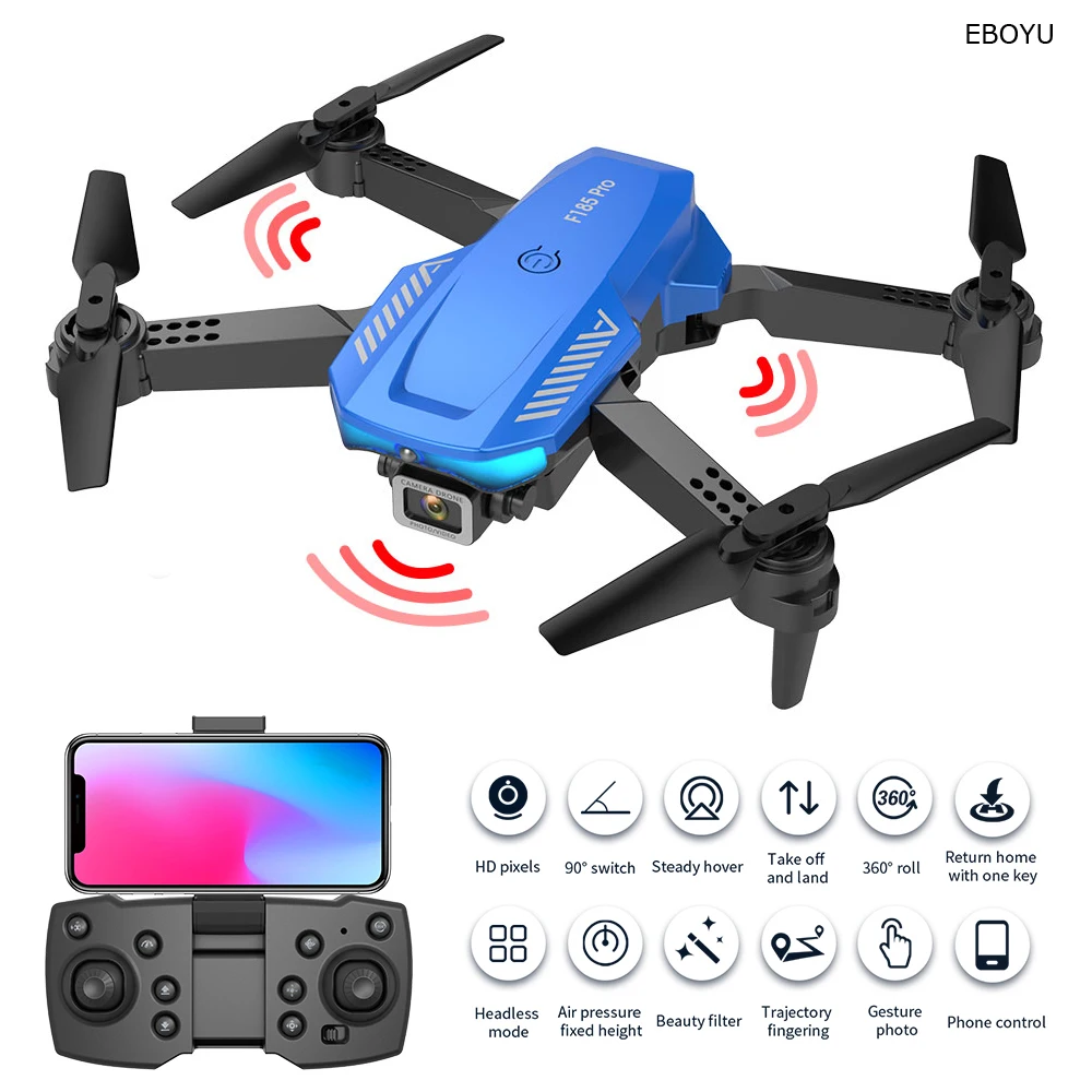 

EBOYU F185PRO RC Drone + 3 sides Avoid Obstacle WiFi FPV 4K Dual HD Cameras Altitude Hold Foldable RC Quadcopter Helicopter Gift
