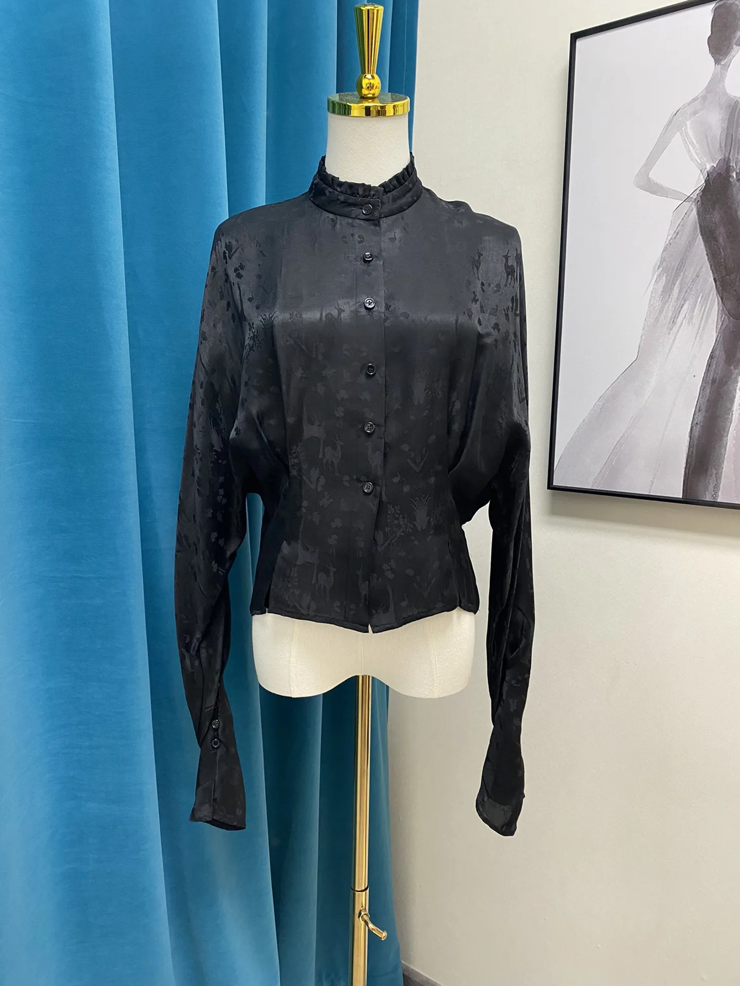 

Female Clothing Shirt Top Women Blouse Women Clothing Woman Clothes Fashion 2022 Women's Shirt Long Sleeve Jacquard Silk Shirt