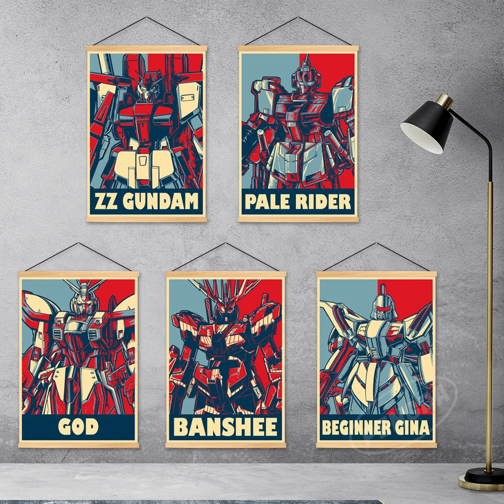 

HD холст, принты Gundam, Декор, домашний плакат, японское аниме, деревянная подвесная картина, Wing Gundam Zero, модульные картины, настенное художестве...