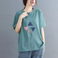 summer female oversize short sleeve o neck tops women casual harajuku windmill patchwork t shirts female loose simple chic tees
