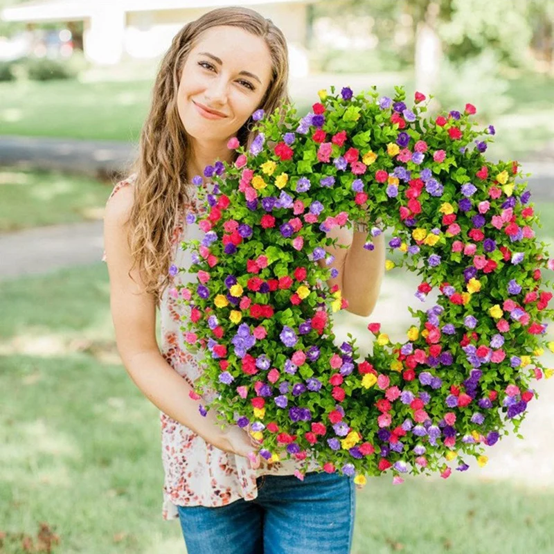 

Декоративный венок, универсальный декор, цветной венок для фермерского дома, красивый искусственный весенне-летний венок для входной двери