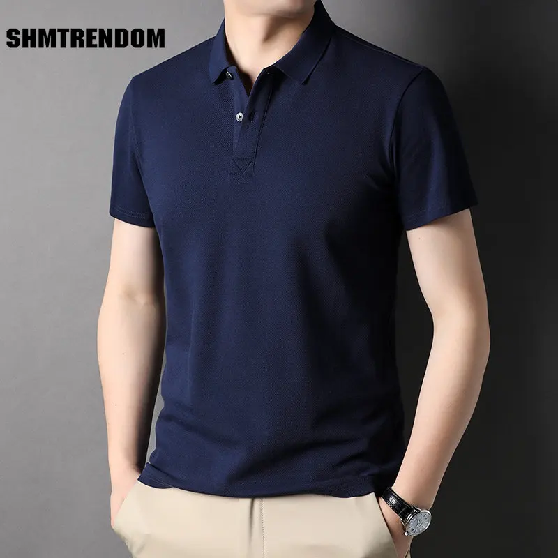 

Рубашка-поло мужская однотонная, хлопок 100%, короткий рукав, Повседневная модная одежда, лето