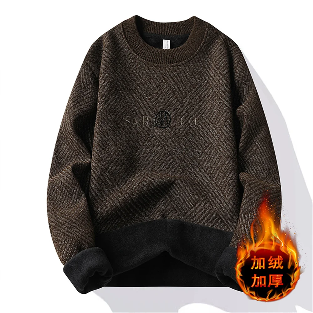 

Свитер мужской вязаный однотонный с круглым вырезом, в винтажном стиле